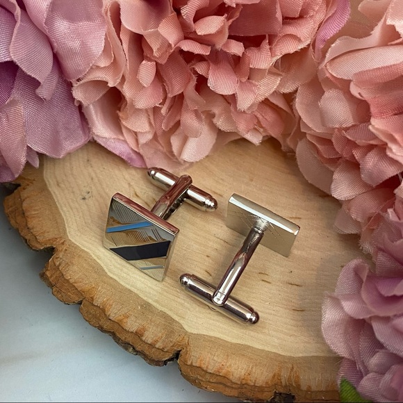 Classic Blue, Silver and Black Stripe Cufflinks - Picture 12 of 15